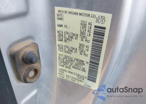 2017 Nissan Titan S из США, поврежденный, VIN 1N6AA1CJ8HN550103